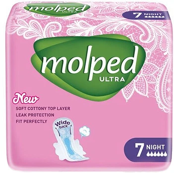 Прокладки гигиенические ультратонкие "6 капель" Molped Ultra Night 7шт (821789-741865-2)