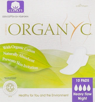Гигиенические ночные прокладки с крылышками, 10 шт - Corman Organyc Wings Heavy Flow 10шт (10шт) (940825-1196964-2)