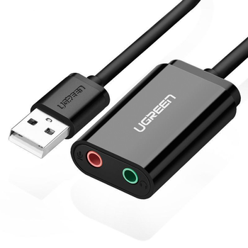 Зовнішня звукова карта Ugreen US205 (Чорна, 15см)