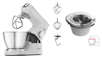 Кухонна машина Kenwood Titanium Chef Baker KVC65.001WH + Насадка-морожениця Kenwood KAX 71.000WH (комплект)