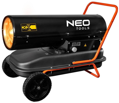 Теплова гармата дизель/гас Neo Tools, прямого нагріву, 30кВт, 420м кв, 750м куб/год, колеса, IPX4, чорний