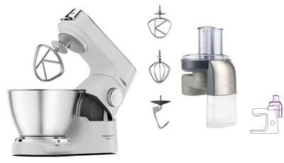 Кухонна машина Kenwood Titanium Chef Baker KVC65.001WH + Насадка-ломтерізка Kenwood AT340 (комплект)