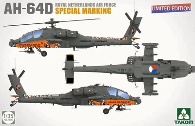 Збірна модель 1/35 Вертоліт AH-64E Apache спеціальне маркування Королівських ВПС Нідерландів (лімітована серія) Takom 2609