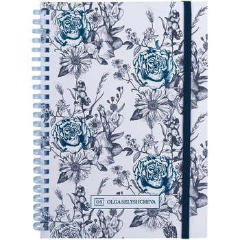 Блокнот на спiралi Axent Olga Selyshcheva, Blue garden 8471-4-A-OS, A5, 80 аркушів, клітинка, тверда обкладинка