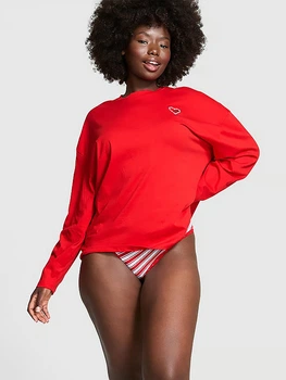 Піжама (лонгслів + трусики) жіноча бавовняна Victoria's Secret 885563474 XXL Червона (1159834372)