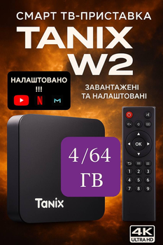 Tanix W2 Smart TV Box 4/64 Гб | Android 11 | Смарт приставка | 4K | YouTube | IPTV | Wi-Fi