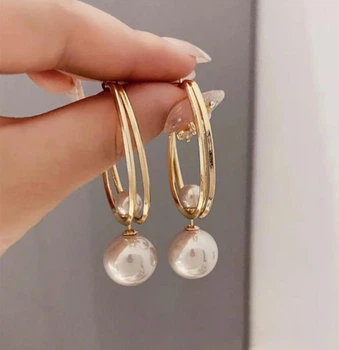 Серьги бижутерия Две жемчужины Fashion Jewelry золотистые