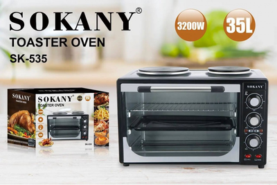Настільна електропіч Sokany SK-535 35 л 3200 Вт з конвекцією, грилем і таймером