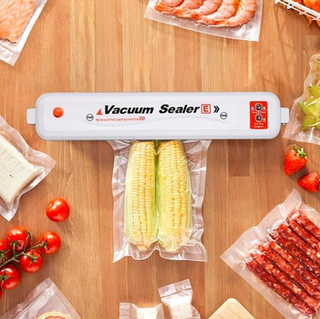 Вакуумный упаковщик продуктов Vacuum Sealer кухонный вакууматор для дома прибор для вакуумной упаковки еды White