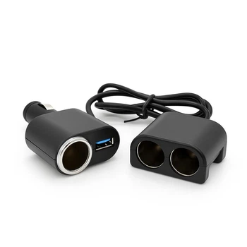Разветвитель прикуривателя для авто на 3 гнезда Olesson 1526 |USB, 12V-24V, подсветка| Black