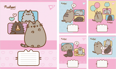 Набір зошитів учнівських YES Pusheen Funny A5 12 аркушів у косу лінію x 25 шт (767604) (4823092292025)