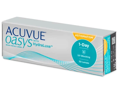 Торичні контактні лінзи Acuvue Oasys 1-Day with Hydraluxe for Astigmatism BC=8.5 DIA=14.3 PWR=-1.75 CYL=-0.75 AXE=50 30 лінз
