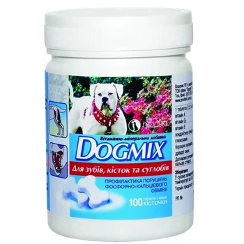 Витамины для собак Продукт Dogmix 100 таблеток для зубов, костей и суставов