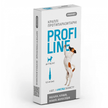 Капли PROVET PROFILINE для собак до 4кг (4пипх0,5мл) от блох и клещей