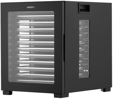 Сушарка для продуктів Ardesto FDB-1242, 850Вт, піддонів -12x3см, макс-70°С, таймер, електр. управління, нерж., чорний