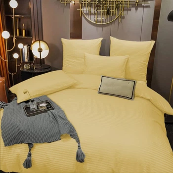 Простынь на резинке MirSon Royal Soft Stripe 30-0003 Intense Yellow 90x190 см (2200011304038)