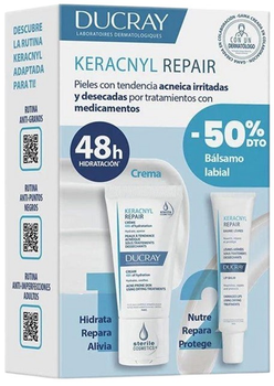 Набір для догляду за обличчям Ducray Keracnyl Repair Крем для обличчя 50 мл + Бальзам для губ 15 мл (ZES3282779366847)