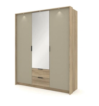 Шкаф платяной Perfect Home Летто / Letto 3D2S/165 3-дверный Дуб терра темный/серый каменный