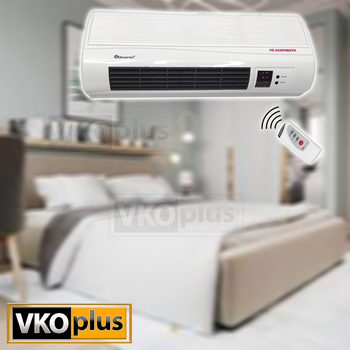 Настенный тепловентилятор Domotec MS-5961 2000 Вт с пультом / 3 режима работы / обдув теплый / горячий