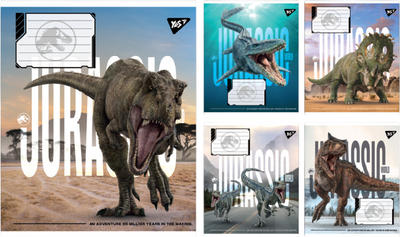 Набір зошитів учнівських YES JURASSIC WORLD ALIVE A5 18 аркушів у клітинку x 25 шт (4823092292780)