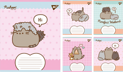 Набір зошитів учнівських YES Pusheen Weekend A5 18 аркушів у клітинку x 25 шт (4823092292087)