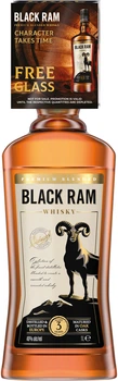 Віскі Black Ram 3 роки витримки 1 л 40% + склянка 200 мл (3800032010292B)