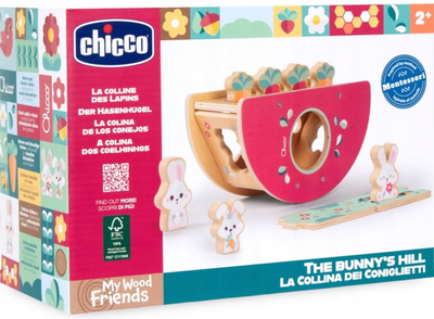 Іграшка Chicco My Wood Friends Дерев'яна гойдалка зайчиків з сортером фігур і фігурками (8058664177790)