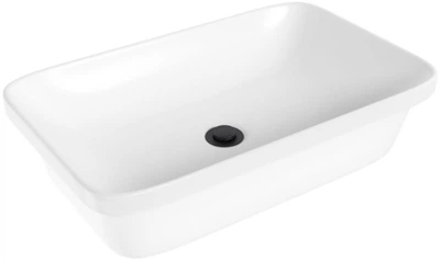 Раковина Helmken 37060000 60 см белая + сифон + донный клапан Click-Clack черный матовый