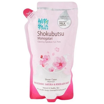 Крем-гель Shokubutsu Monogatari для душа Sakura & Hokkaido Milk запаска 500мл