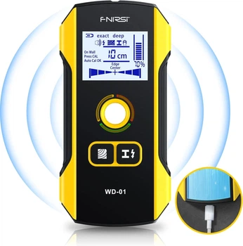 Детектор металу 6 in 1 FNIRSI WD-01 сканер прихованого металу, проводки, дерев'яних стояків, балок Black