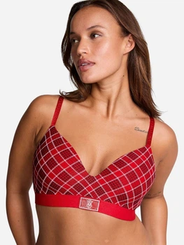 Бюстгальтер без косточек хлопковый Victoria's Secret 651810554 32C Красный (1159834449)