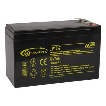 Акумуляторна батарея для ДБЖ Gemix 12В 7 Ач LP12-7