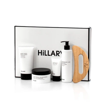 Набір шовкового догляду за тілом із дерев'яним шкребком Hillary Perfect Silk Body Care + Gua Sha
