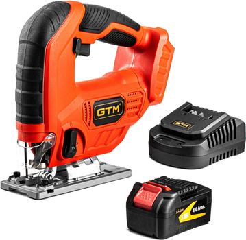 Лобзик акумуляторний GTM JS18/65 18В Quick Fix + Акумулятор 4 Аг та зарядний пристрій (JS18/65_KIT)