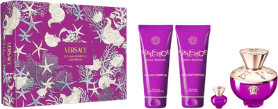 Zestaw damski Versace Dylan Purple Woda perfumowana 100 ml + Żel pod prysznic 100 ml + Balsam do ciała 100 ml + Miniaturka Woda perfumowana 5 ml (8011003899906)