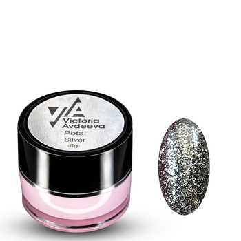 Гель для дизайна (жидкая слюда) Potal Silver (серебряная) Victoria Avdeeva 8 г