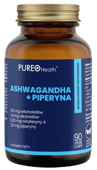 Дієтична добавка Pureo Health Ашвагандха + Піперин 90 капсул (5907637934768)