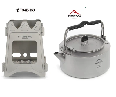 Титанова піч щепочниця туристична щепочниця та титановий чайник Widesea titanium 1000 мл зі складними ручками для походу туризму
