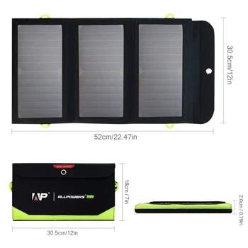 Портативна сонячна панель з powerbank Allpowers 21W 3.5A QC3.0 10000mAh Кемпінгова туристична переносна панель