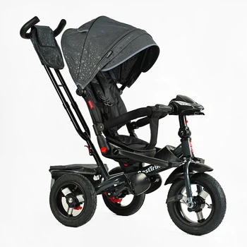 Велосипед 3-х колесный детский, Best Trike, надувные колеса, фара музыкальная, с USB, пульт. Black (150259)
