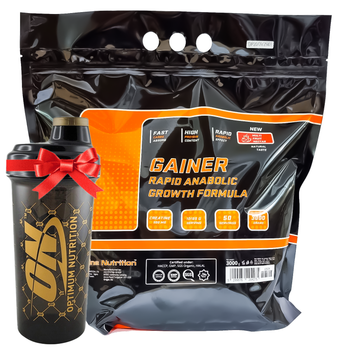Гейнер BioLine Nutrition для набору ваги та росту маси 3 кг. в м'якій упаковці + шейкер мультифрукт