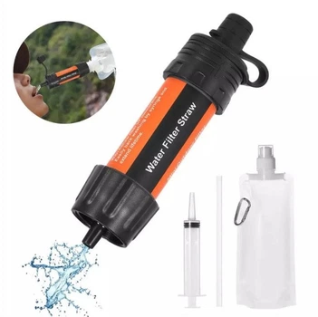 Фільтр портативний для води туристичний похідний Water Filter Straw на 3000 л Помаранчевий