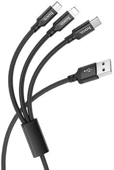 Кабель Hoco X14 3-in-1 Times speed charging cable iP + Micro + Type-C Black (6931474719157)