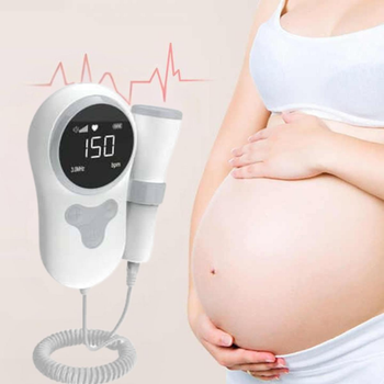 Домашній детектор серцебиття плода із РК дисплеєм Fetal Doppler, портативний фетальний доплер для вагітних FDL-055-White/Grey