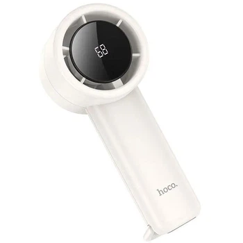 Вентилятор портативний настільний ручний Hoco HX63 з LED дисплеєм 2000 mAh з вбудованим акумулятором, 2-6 год роботи White