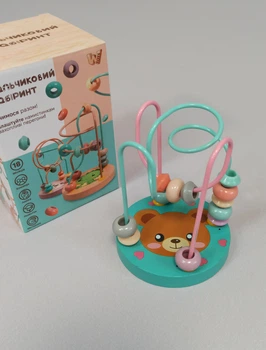 Дитячий пальчиковий лабіринт дерев'яний сортер розвиваюча гра WToys Ведмедик