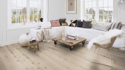 Паркетна дошка Floor`360 Дуб PALE WHITE 1-смугова Лак