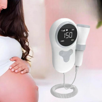 Портативний фетальний доплер для вагітних із РК дисплеєм Fetal Doppler, домашній детектор серцебиття YSL-T505-White/Grey.