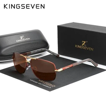 Чоловічі поляризаційні сонцезахисні окуляри KINGSEVEN N724 Gold Brown