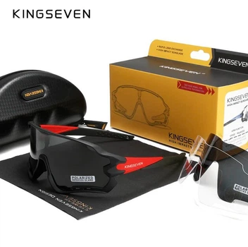 Протиударні поляризаційні сонцезахисні окуляри для велоспорту KINGSEVEN LS-911 Red Gray